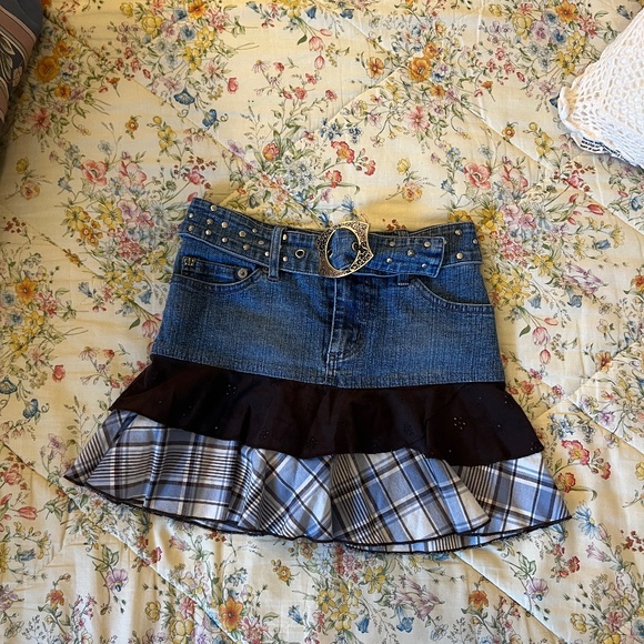 Rewind Girl Denim Skirt with Ruffles - Picture 2 of 5